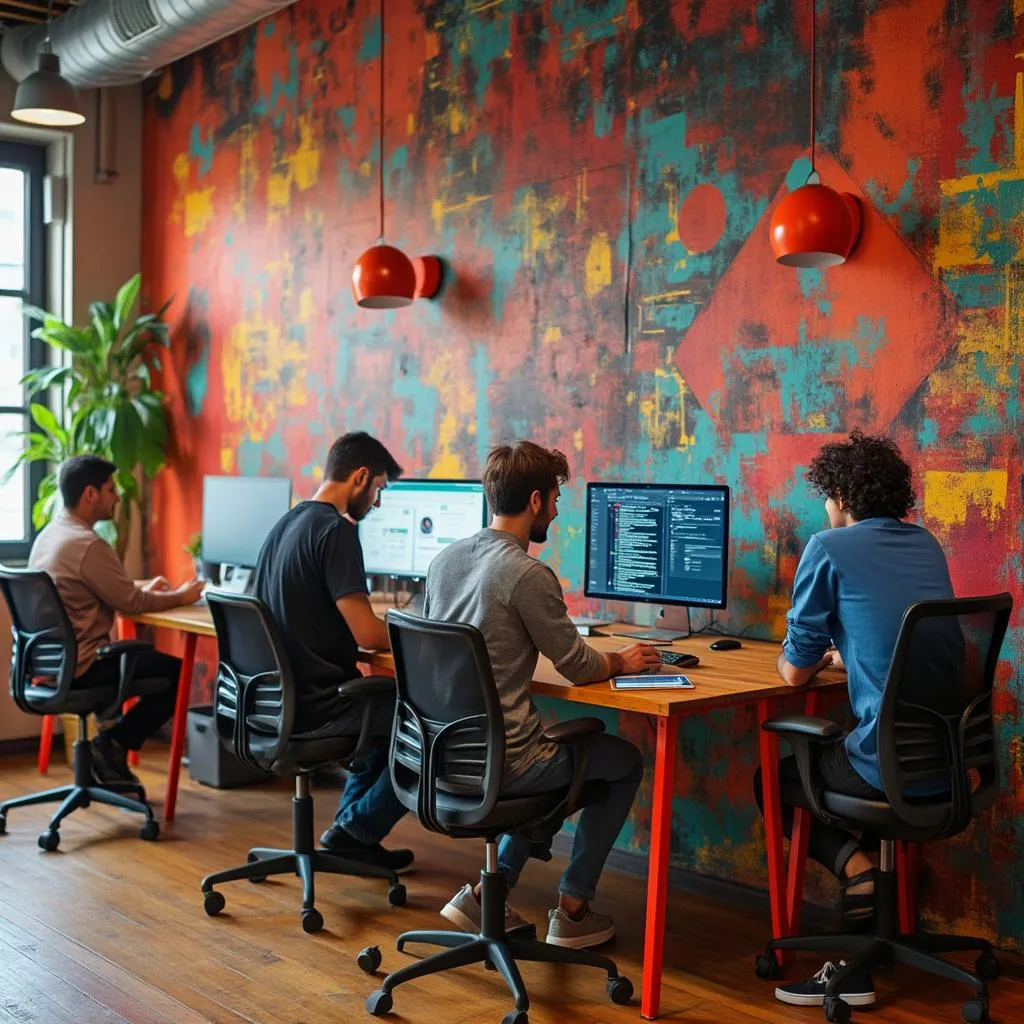 Oficina moderna de startup tecnológica en Buenos Aires