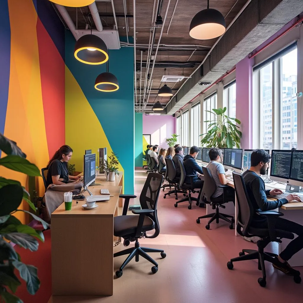 Oficinas modernas de empresa tecnológica argentina
